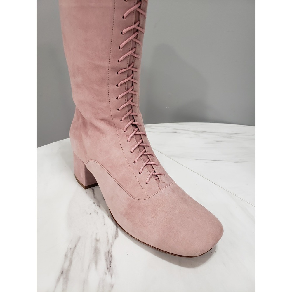 Kate Spade LAKE Knee High Boots Prairie Lace & Zip Up Rose Pink Size 9.5 - Picture 8 of 9